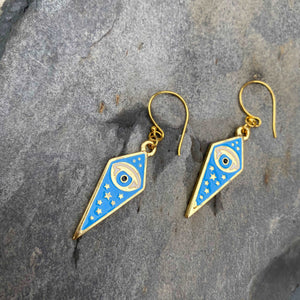 Quirky Evil Eye Earrings - Gold and Blue