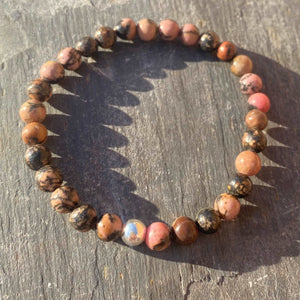 Black Veined Rhodonite Gemstone Bracelet - Well Being Crystal Jewellery