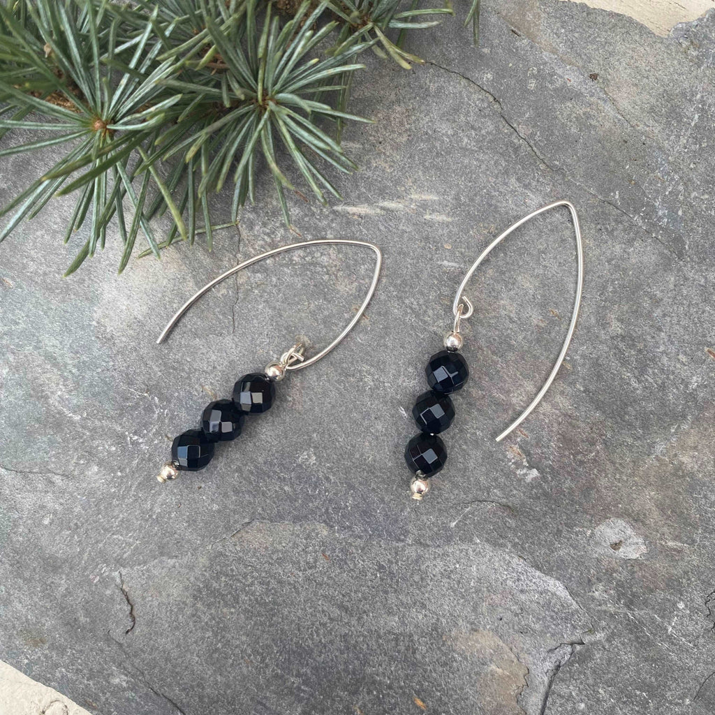 Facetted Onyx Gemstone Earrings - Well Being Crystal Jewellery