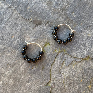 Onyx Small Sterling Silver Huggies