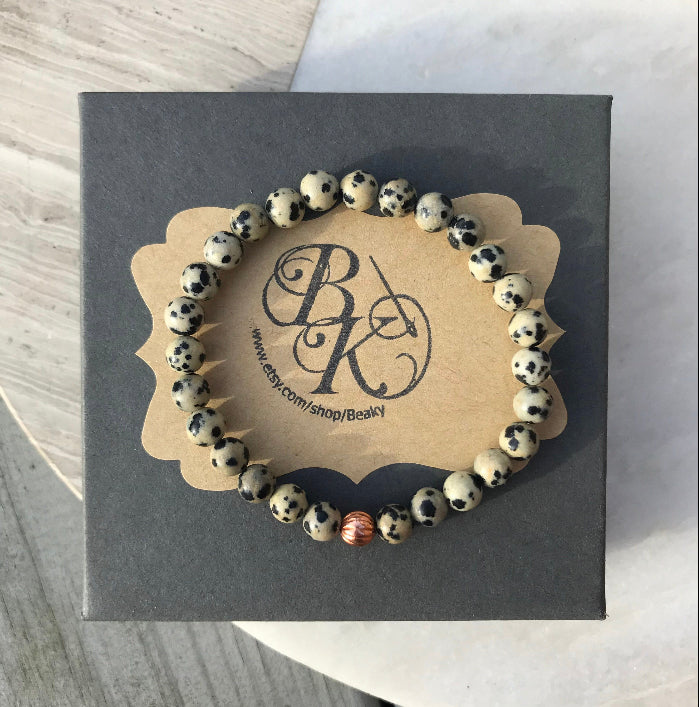 Dalmatian Jasper Gemstone Bracelet - Wellness Crystal Jewellery