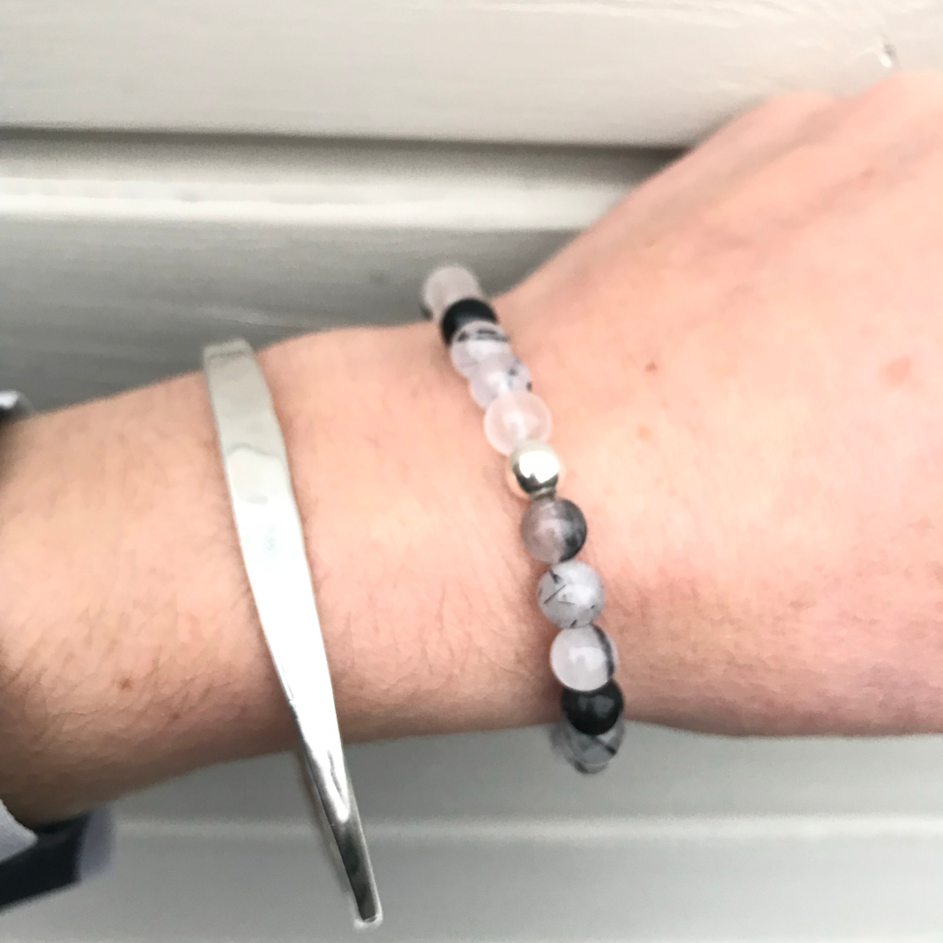 Tourmalinated Quartz Gemstone Bracelet - Well Being Crystal Jewellery