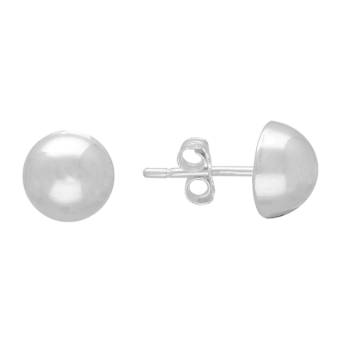 Dome Simple Stud Earrings - Sterling Silver - 8mm
