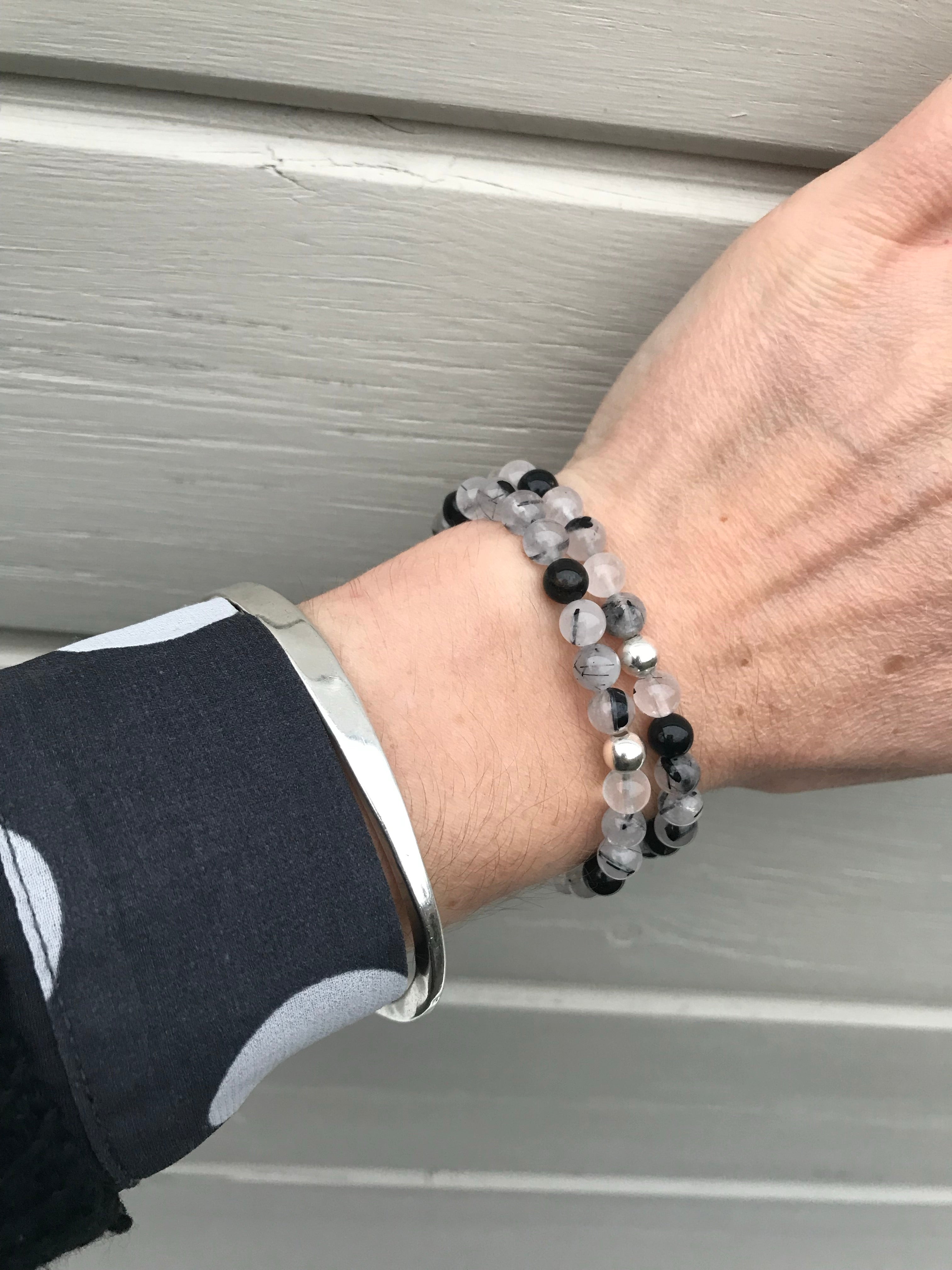Tourmalinated Quartz Gemstone Bracelet - Well Being Crystal Jewellery