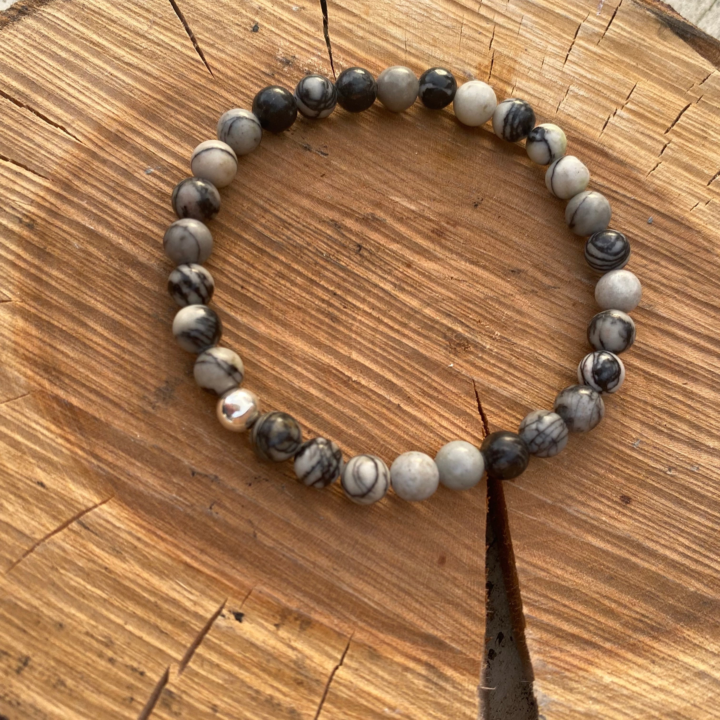 Men’s Gifts Zebra Jasper Bracelet - Sterling Silver and Gemstone Bracelet