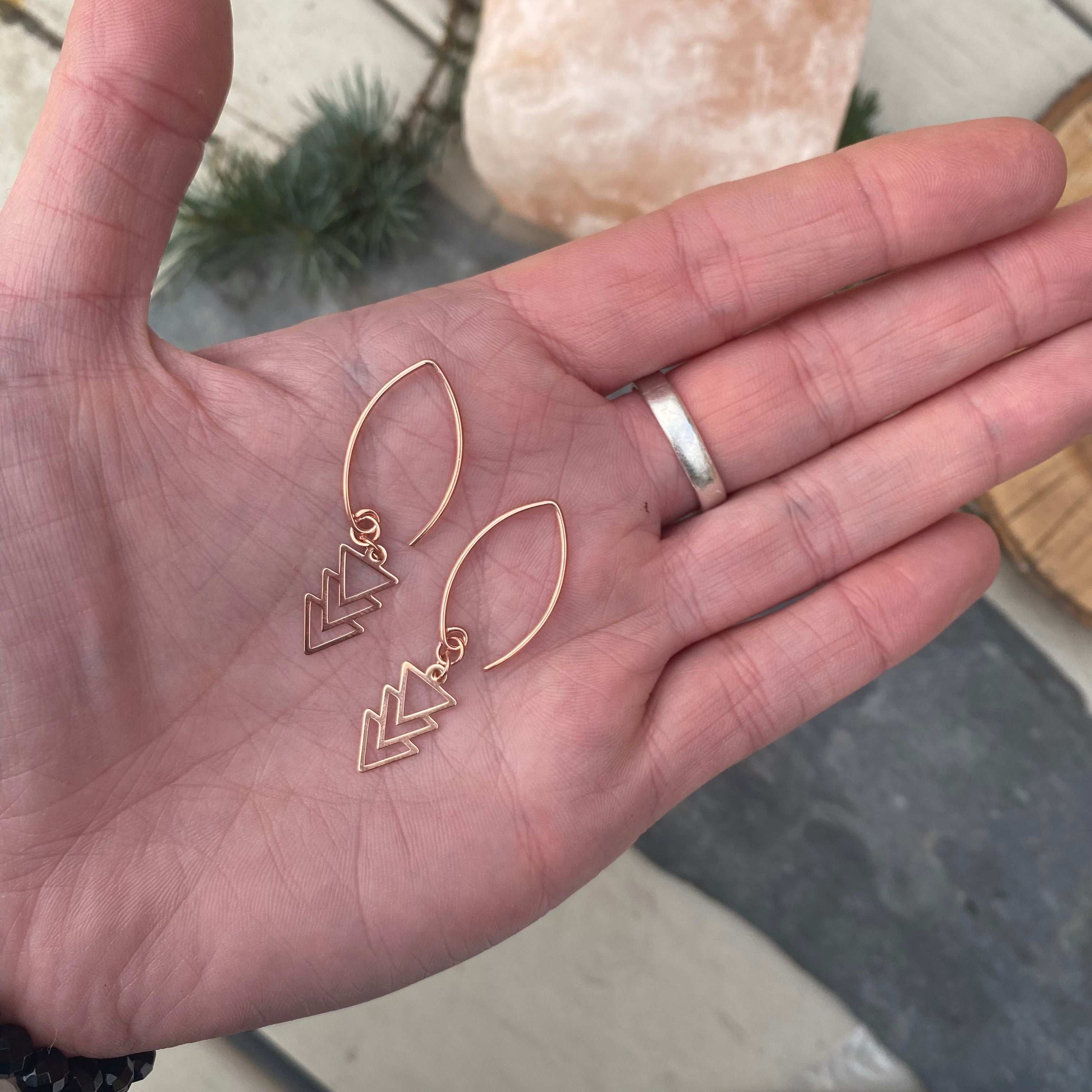 Rose Gold Jewellery Vermeil Triangle Geometric Earrings