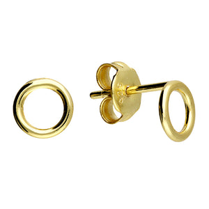 Circle Stud Earrings - Gold plated Sterling Silver