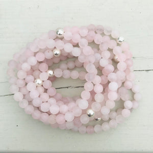 Frosted Rose Quartz Gemstone Bracelet - Well Being Crystal Jewellery