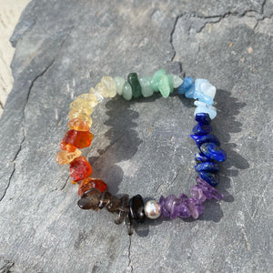 Rainbow Chakra Bracelet - Gemstone Chips Crystal Jewellery
