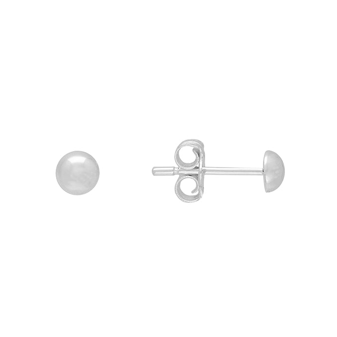 Dome Simple Stud Earrings - Sterling Silver - 4mm