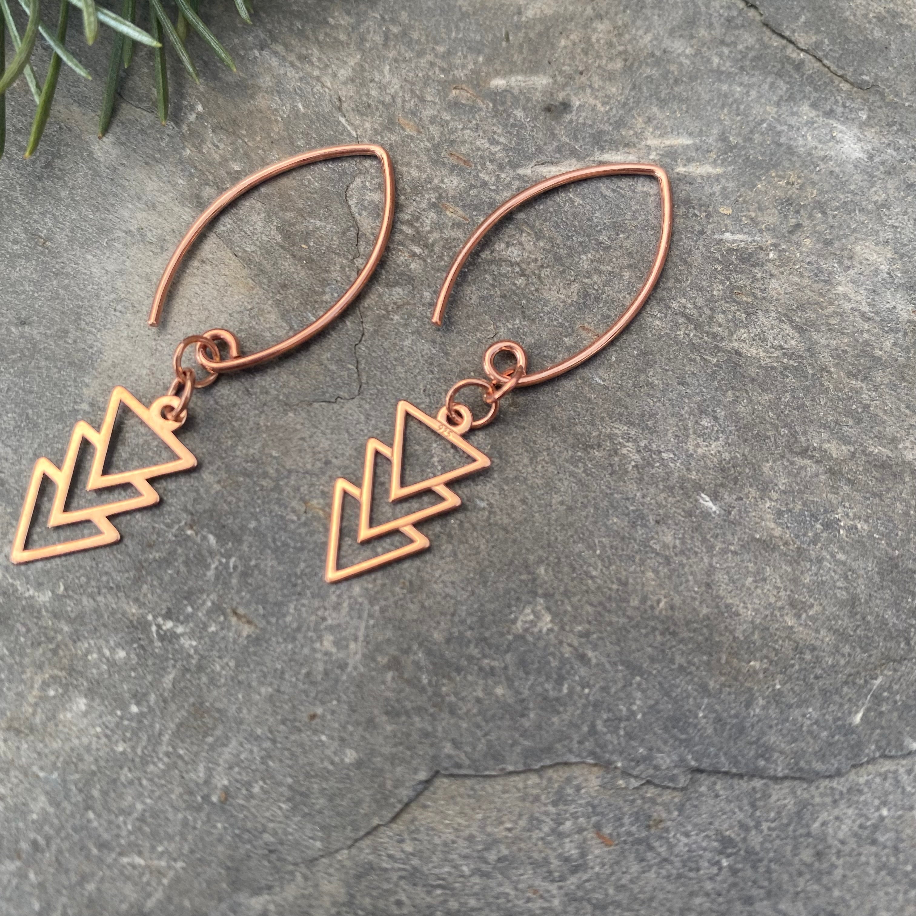 Rose Gold Jewellery Vermeil Triangle Geometric Earrings