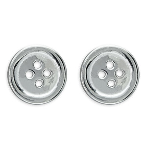 Button Stud Earrings - Sterling Silver