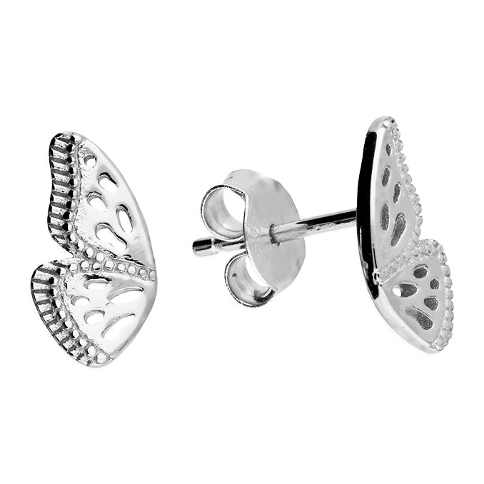 Butterfly Wing Stud Earrings - Sterling Silver