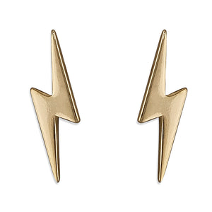 Trendy  Lightning Bolt Stud Earrings - Gold Plated Sterling Silver Jewellery