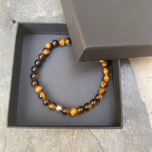 Men’s Jewellery Tigers Eye Bracelet - Sterling Silver and Gemstone Bracelet Capricorn Gifts