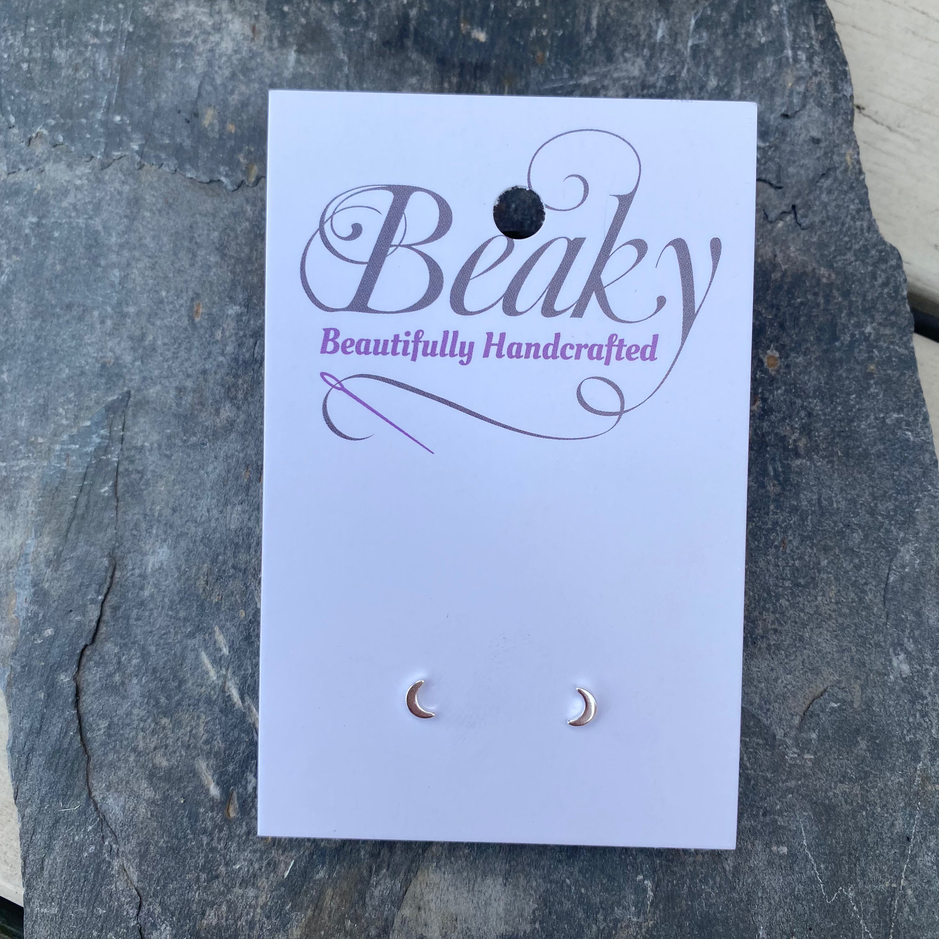 Cute Moon Stud Earrings - Sterling Silver Jewellery