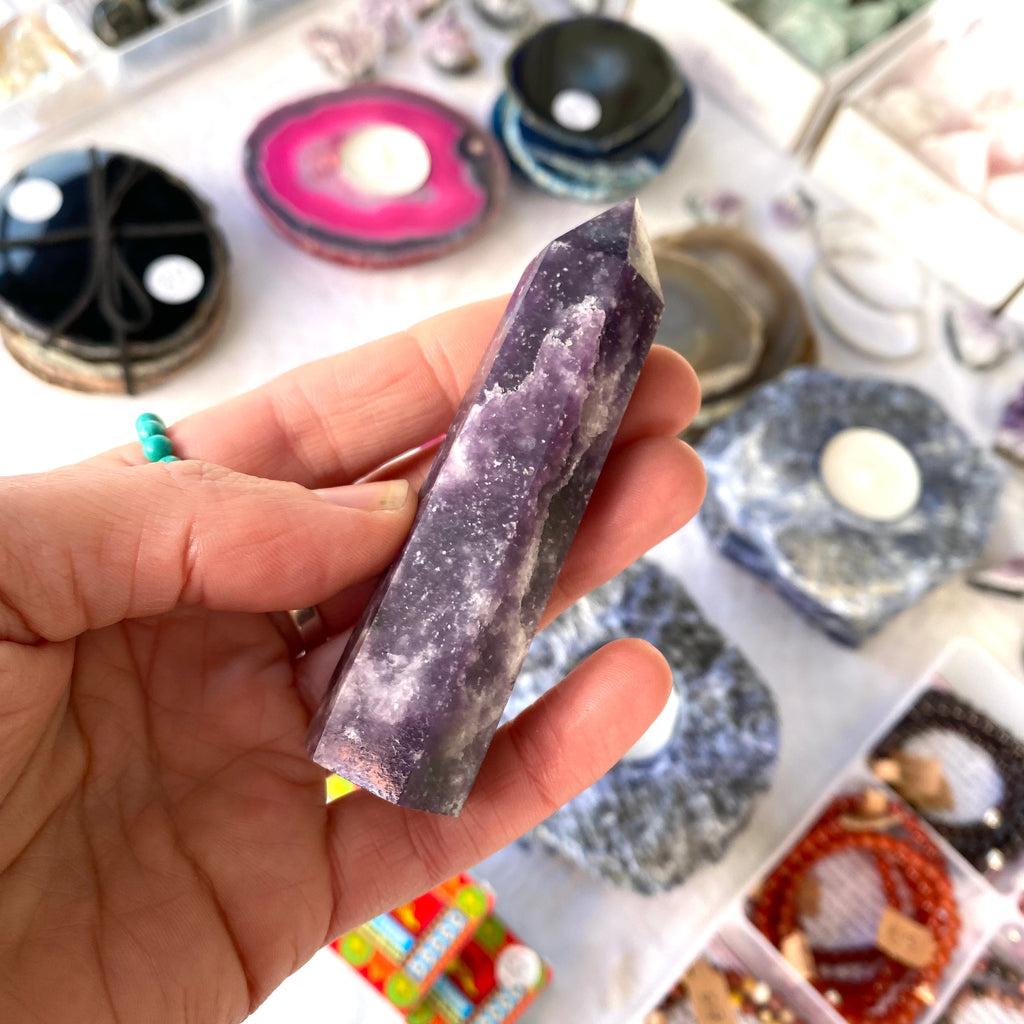 Lepidolite Tower - Crystal Point Gemstone