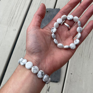 Howlite Bracelet - Gemstone Coin Beads - Crystal Healing Jewellery