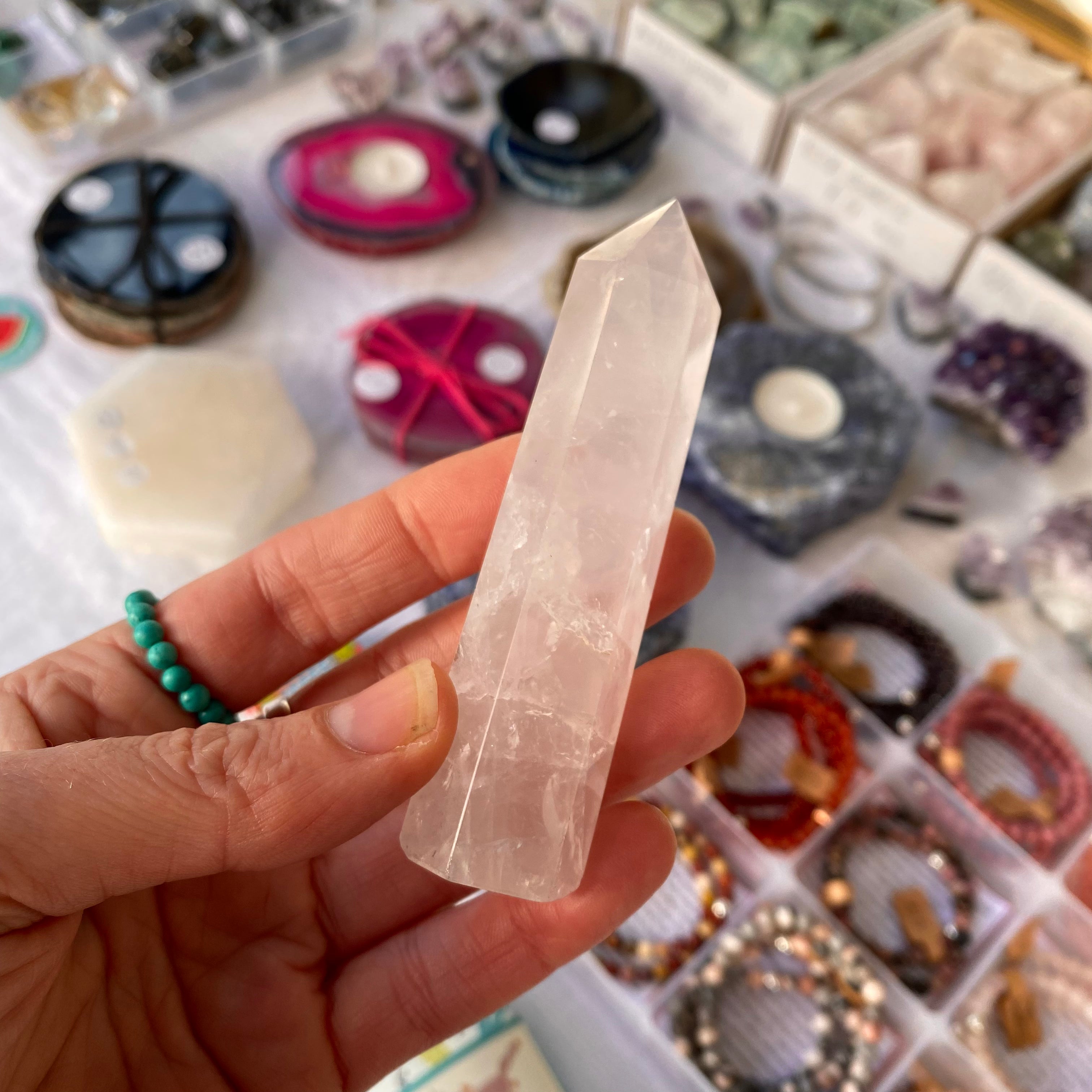 Rose Quartz Tower - Crystal Point Gemstone