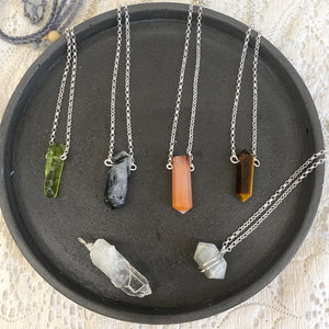 Garden Quartz Necklace - Sterling Silver Belcher Chain - Natural Crystal