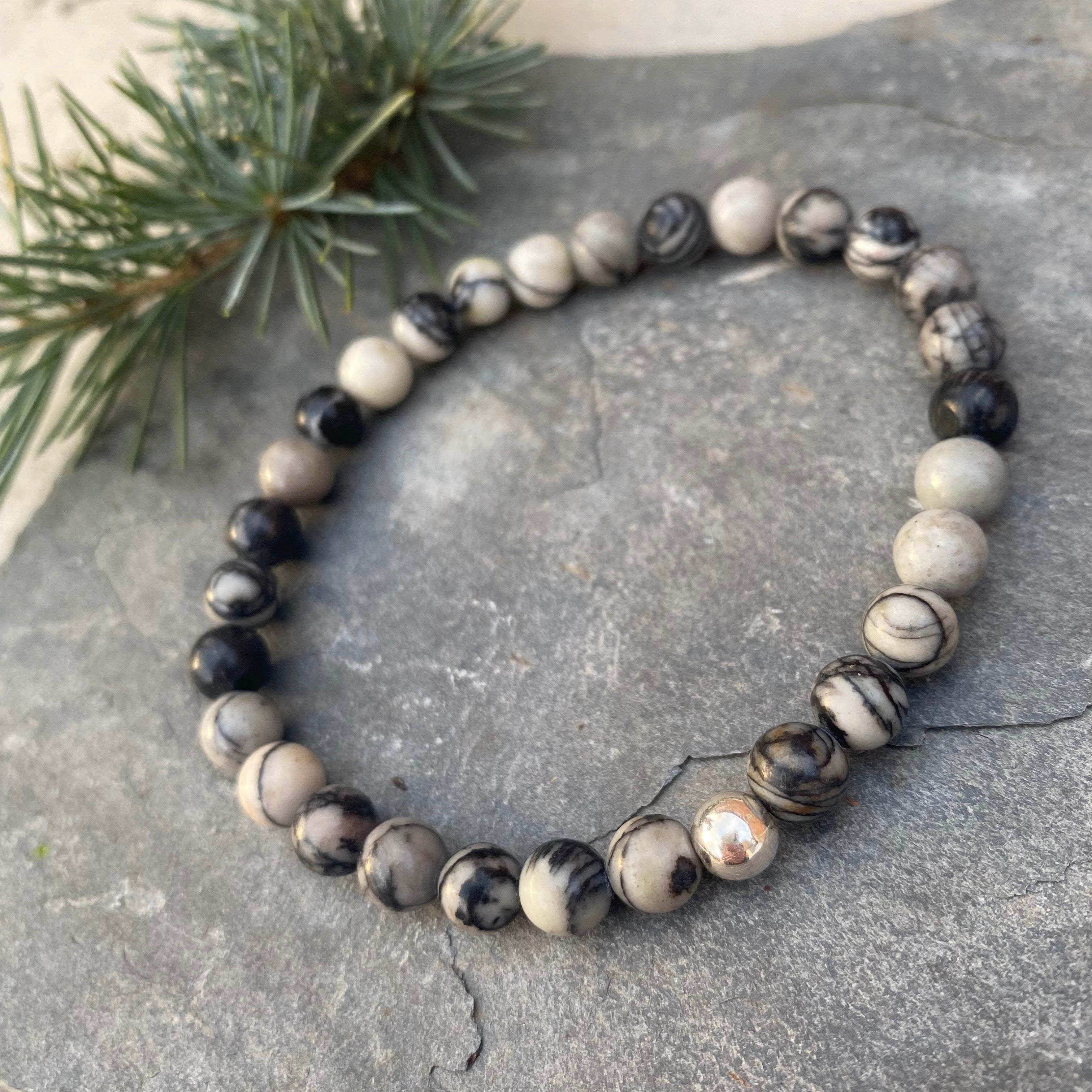 Men’s Gifts Zebra Jasper Bracelet - Sterling Silver and Gemstone Bracelet