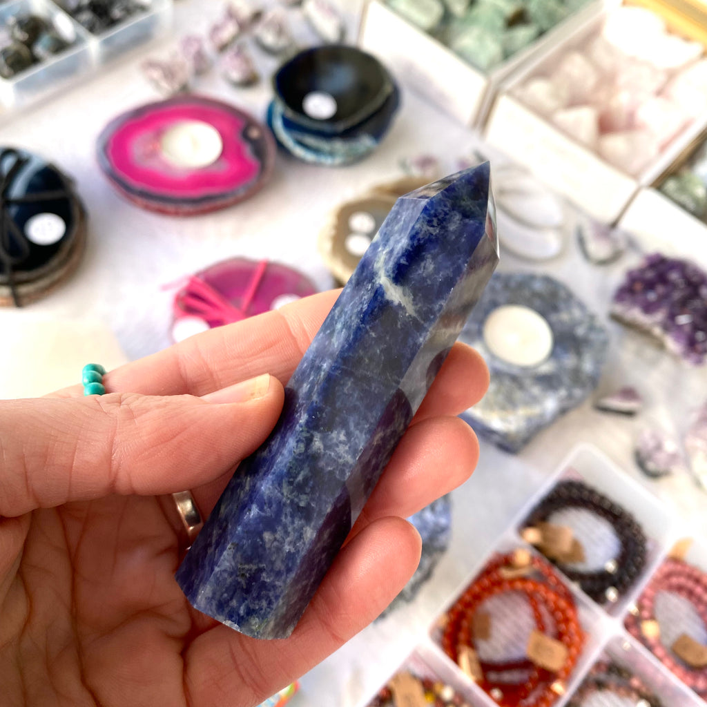 Sodalite Tower - Crystal Point Gemstone
