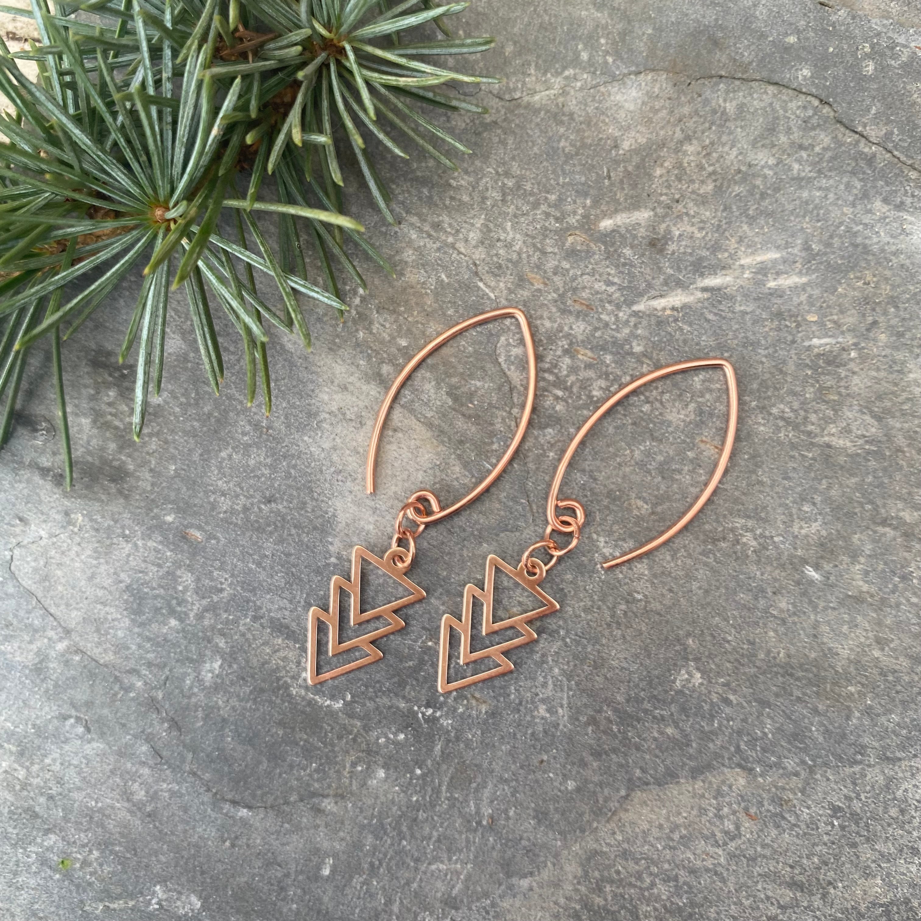 Rose Gold Jewellery Vermeil Triangle Geometric Earrings