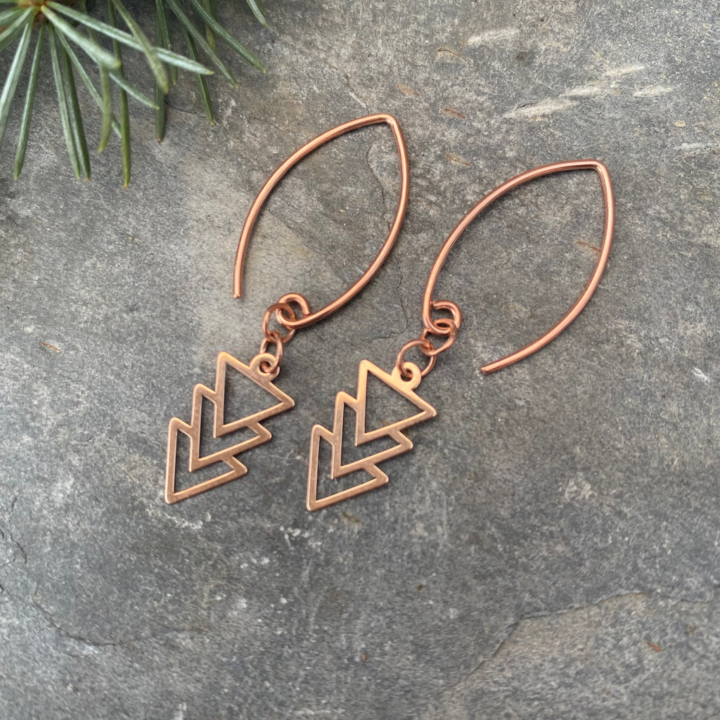 Rose Gold Jewellery Vermeil Triangle Geometric Earrings