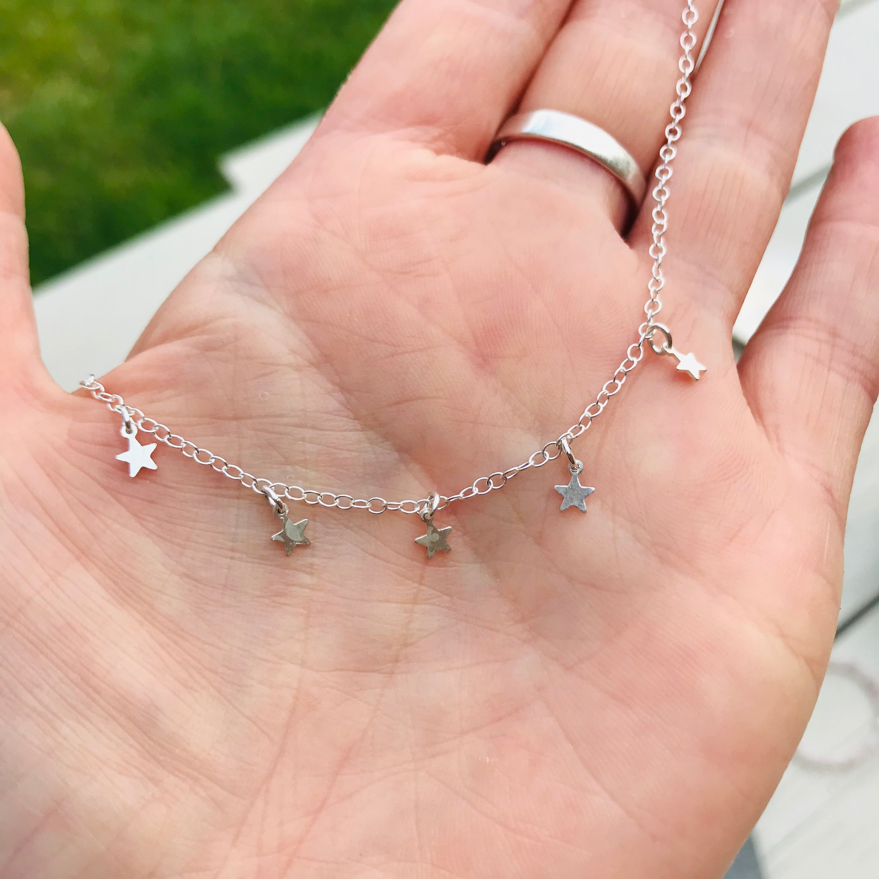 Reach for the Stars - Teeny Tiny Stars Necklace - 18” Sterling Silver Jewellery