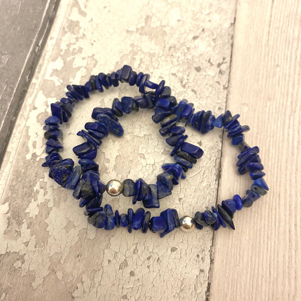 Lapis Lazuli Chakra Crystal Chips Bracelet - Third Eye Gemstone Jewellery