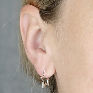 Star Stud Hoop Earrings - Sterling Silver Jewellery