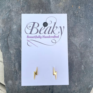 Trendy  Lightning Bolt Stud Earrings - Gold Plated Sterling Silver Jewellery