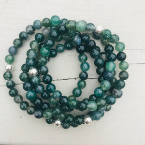 Moss Agate Gemstone Bracelet - Well Being Crystal Jewellery