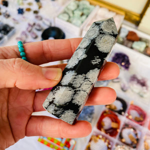 Snowflake Obsidian Tower - Crystal Point