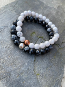 Men's Jewellery Protection and Calming Yin and Yang Crystal Gemstone Bracelet Set