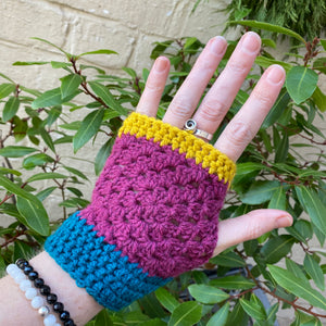 Fingerless Gloves - Colour Block Crocheted Handwarmers