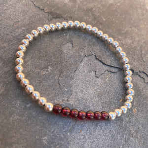 Garnet Crystal Stacker Bracelet - Silver Gemstone