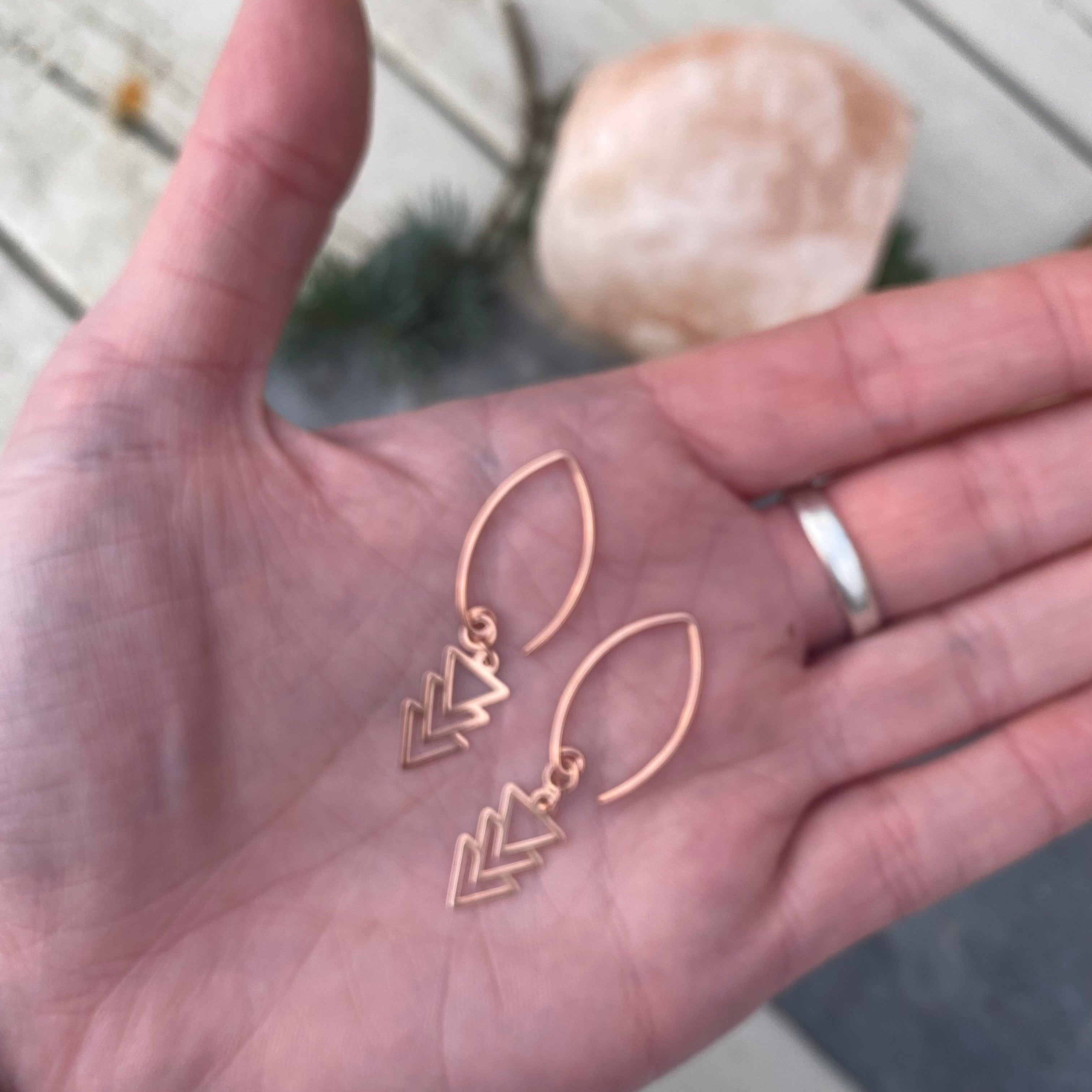 Rose Gold Jewellery Vermeil Triangle Geometric Earrings