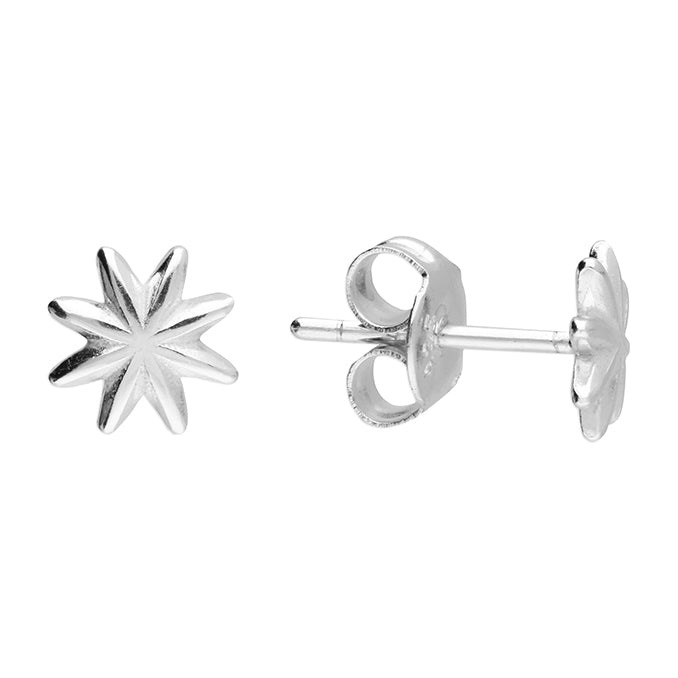 Eight Point Star Stud Earrings - Sterling Silver
