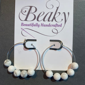 Howlite Gemstone Earrings - Sterling Silver Jewellery Hoops