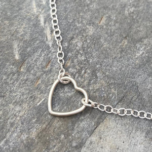 Sterling Silver Open Heart Necklace Valentine Gift for Her