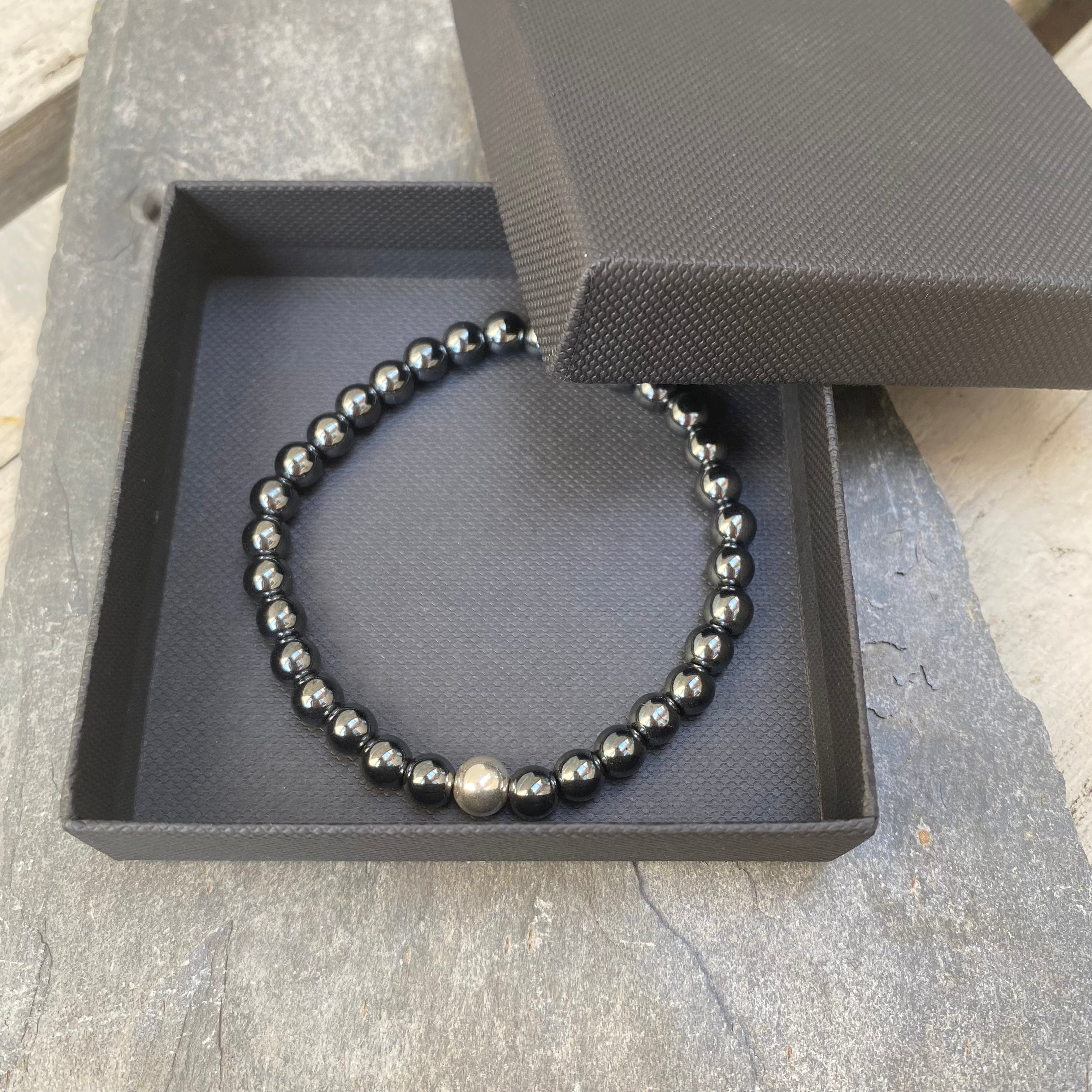 Men’s Jewellery Hematite Bracelet - Sterling Silver and Gemstone Bracelet