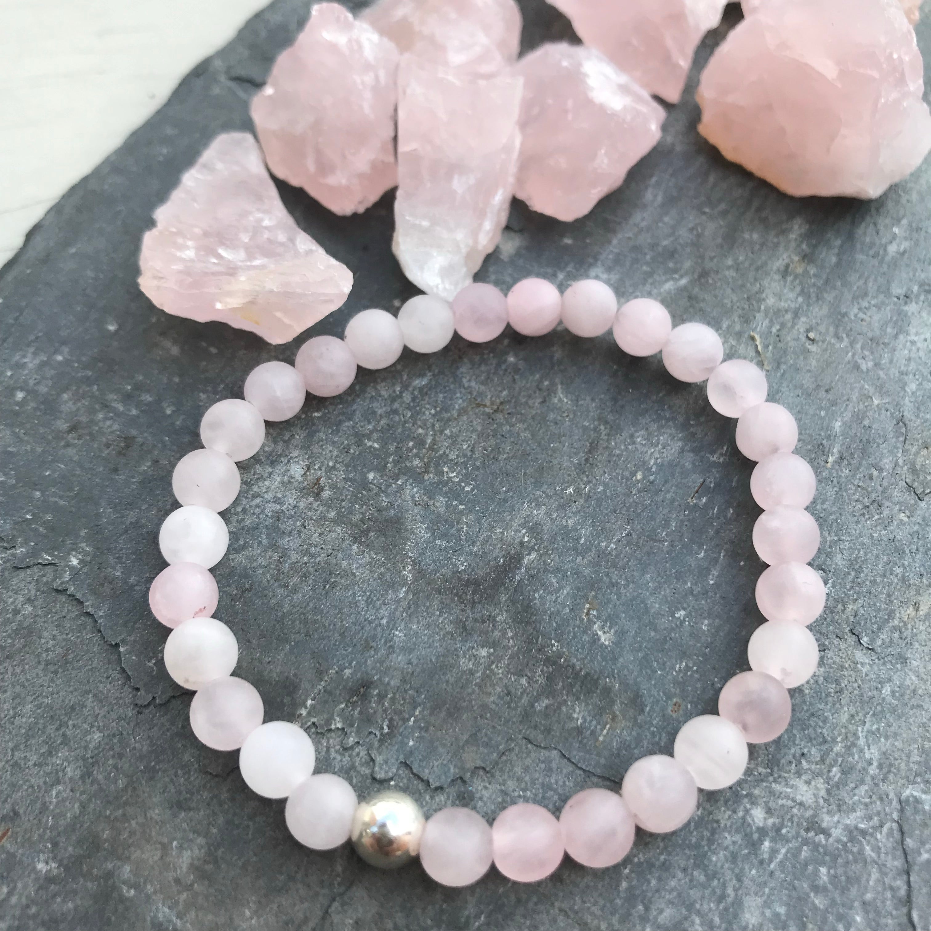 Frosted Rose Quartz Gemstone Bracelet - Well Being Crystal Jewellery