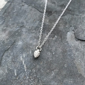 Cute Sterling Silver Pine Cone Necklace - 18”