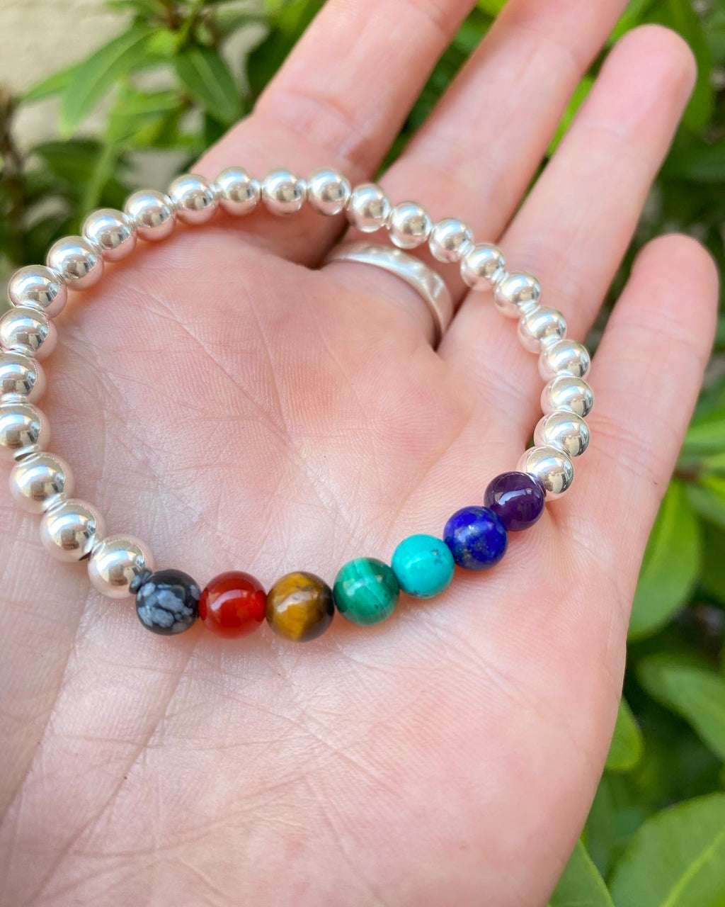 Sterling Silver and Gemstone Chakra Bracelet