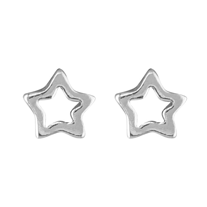 Outline Star Stud Earrings - Sterling Silver