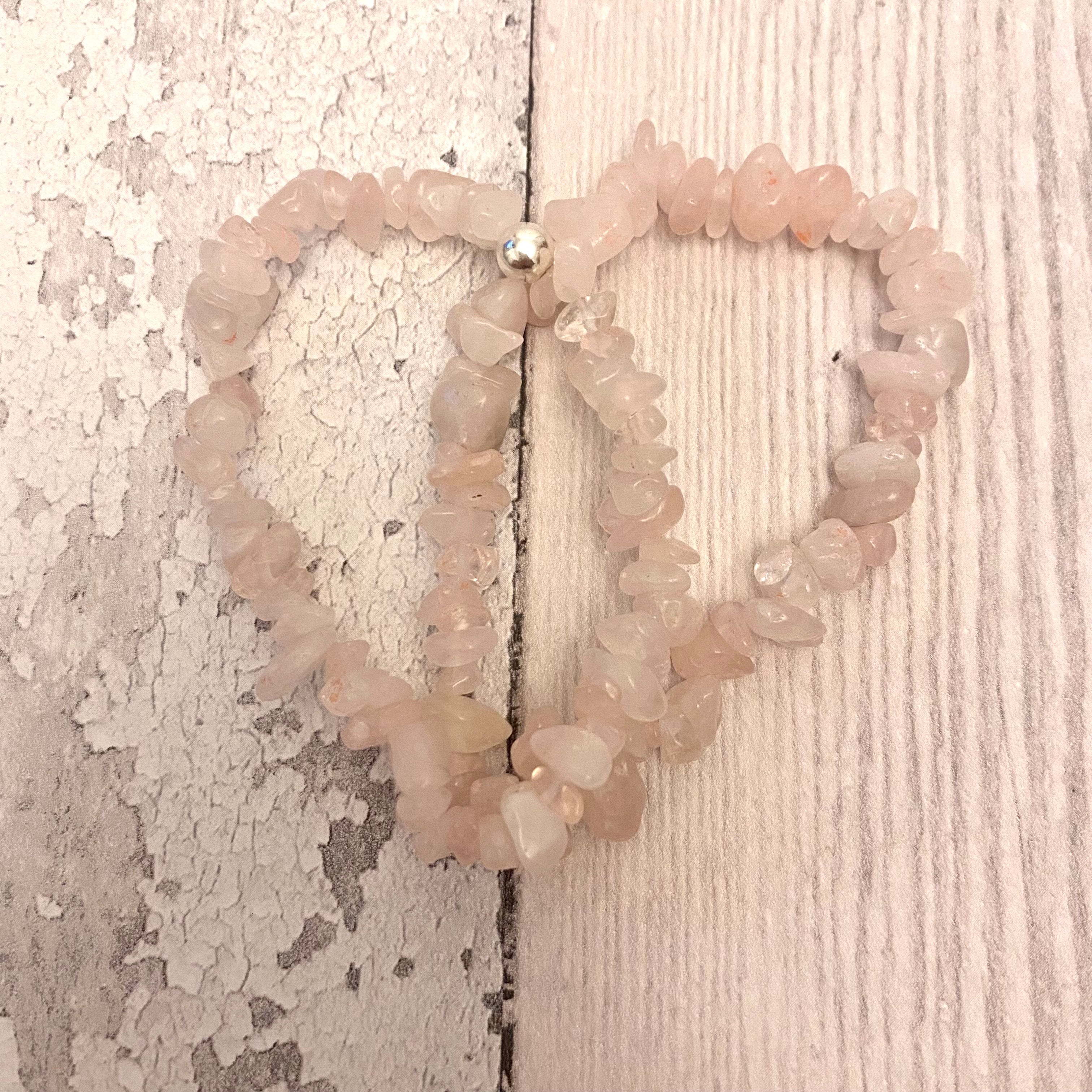 Rose Quartz Crystal Chips Bracelet - Love Stone