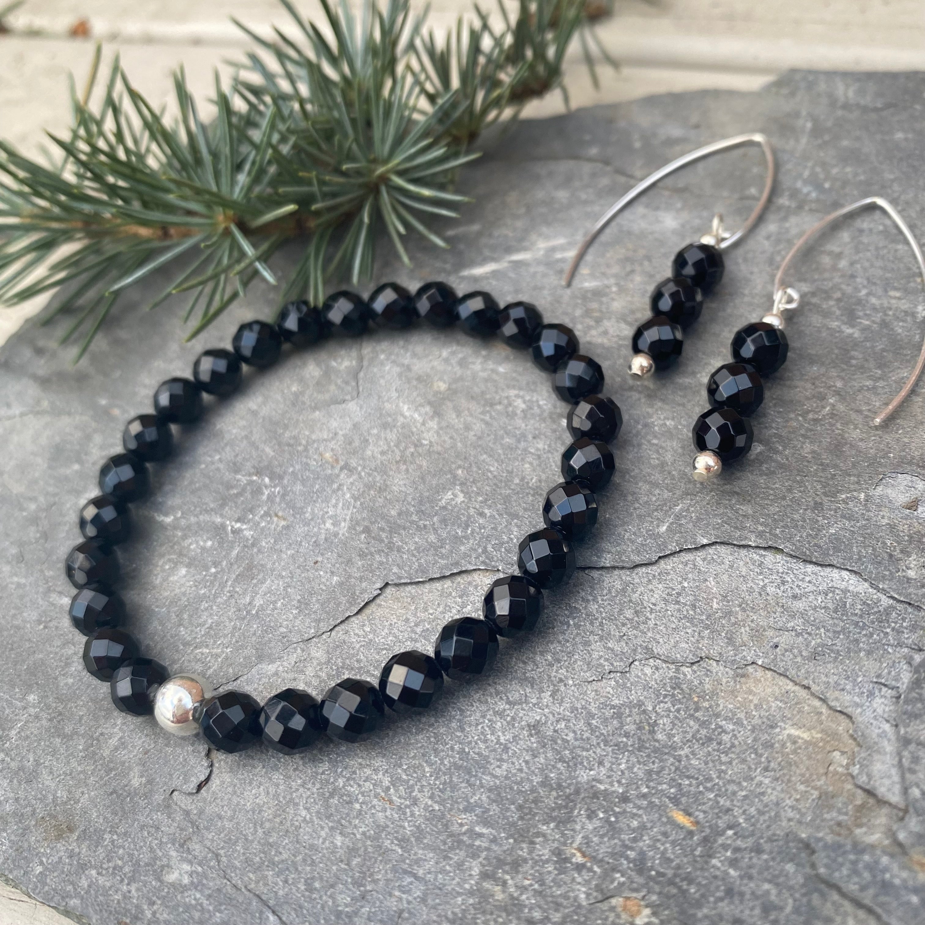 Facetted Onyx Gemstone Earrings - Well Being Crystal Jewellery