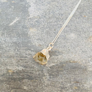 Birthstone Necklace - Raw Crystal and Sterling Silver November Citrine 16"