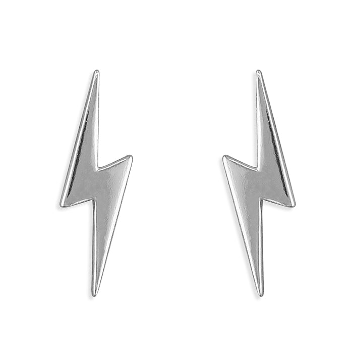 Trendy Lightning Bolt Stud Earrings - Sterling Silver Jewellery